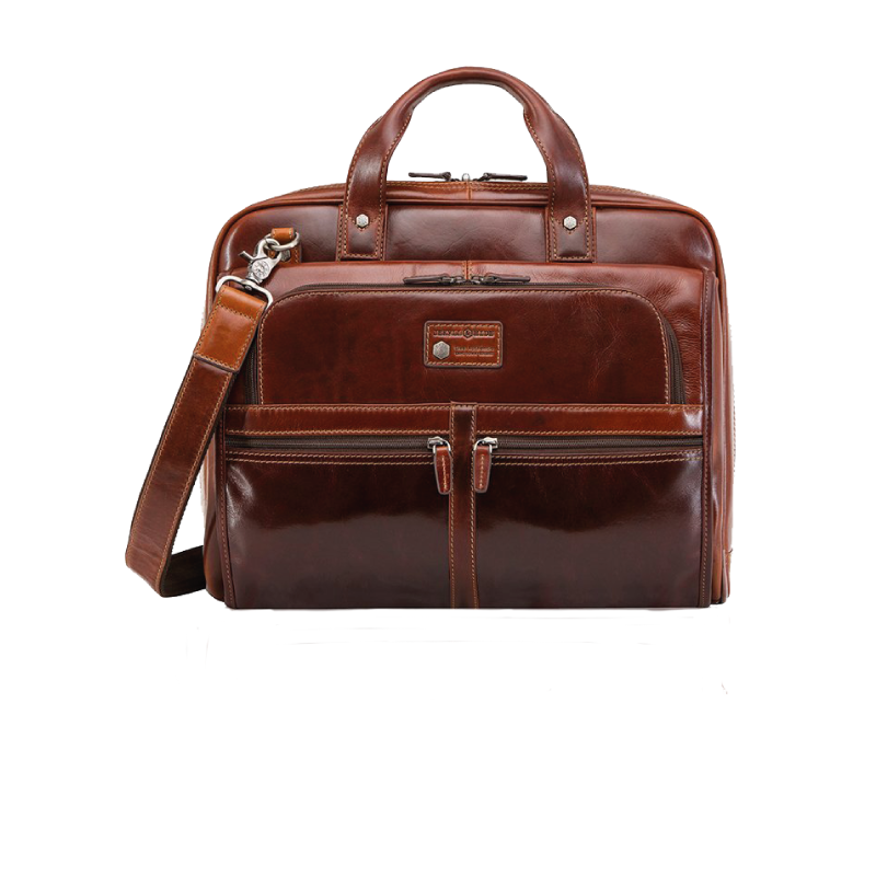 Oxford Large Multi Compartment Briefcase - Tobacco - Bennetts of Derby